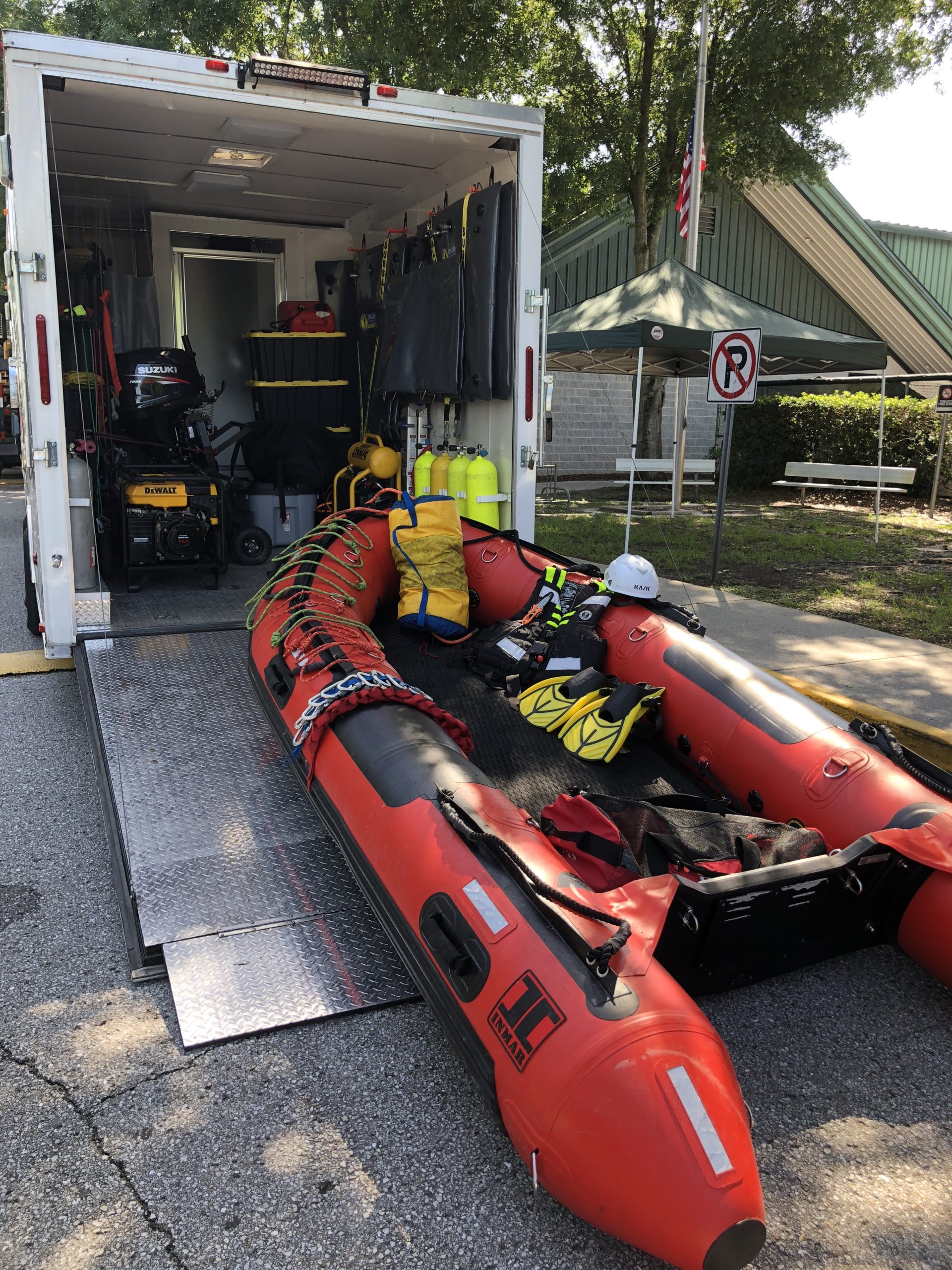 Water Rescue Operations boat and trailer